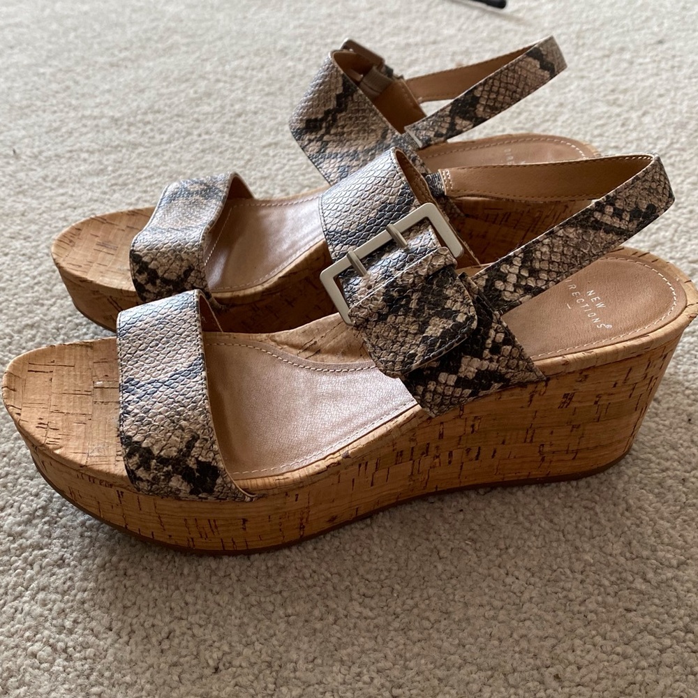 Snakeskin open toe sandal heel wedges